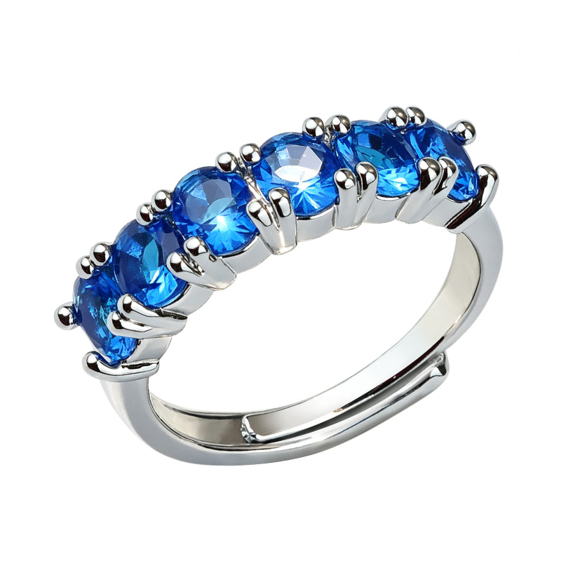 Multicolor Row Zircon Ring