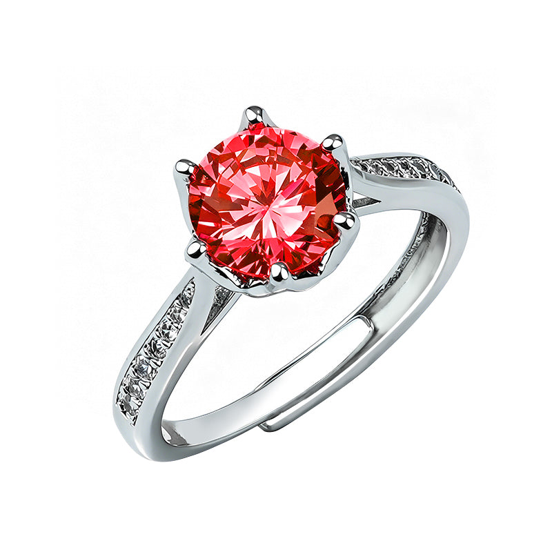 Multi-shade Round Six Prong Zircon Ring