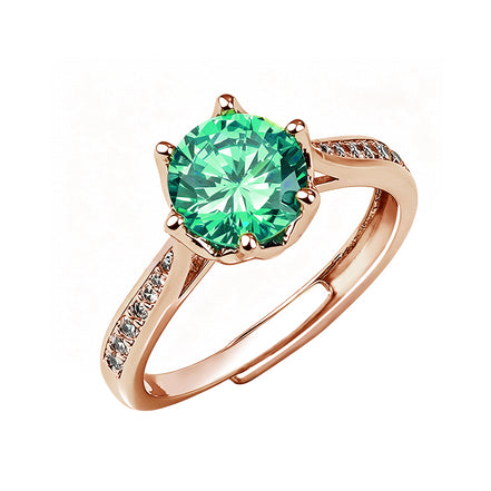Multi-shade Round Six Prong Zircon Ring