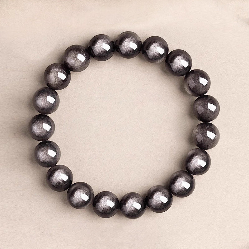 Natural Silver Sheen Obsidian Beaded Bracelet