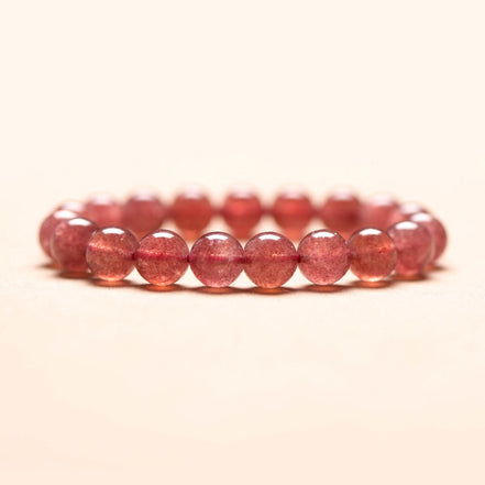 Natural Strawberry Quartz Beaded Bracelet