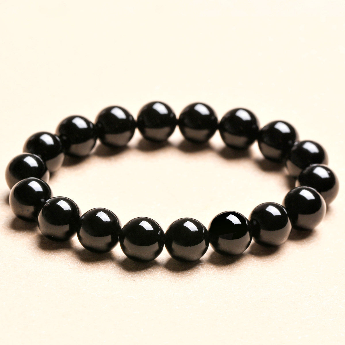 Natural Black Obsidian Beaded Bracelet