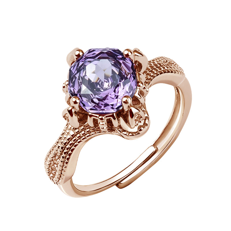 Multi-color Cushion Antique Band Zircon Ring