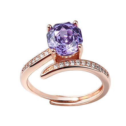 Multi-color Cushion Split Shank Zircon Ring