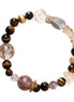 Golden Tiger Eye, Citrine & Black Super Seven 925 Sterling Silver Bracelet