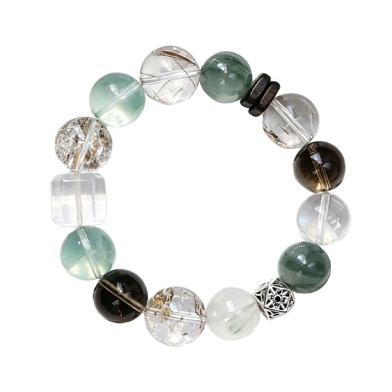 Flash Bell Crystal, Zeus Mystic Quartz & Green Fluorite Charm Bracelet/CR-G86Q132
