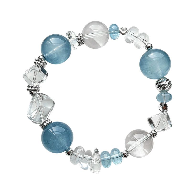 Aquamarine & Blue Topaz Alloy Charm Bracelet/CR-G86Q108