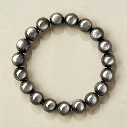 Natural Silver Sheen Obsidian Beaded Bracelet