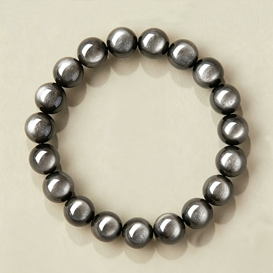 Natural Silver Sheen Obsidian Beaded Bracelet
