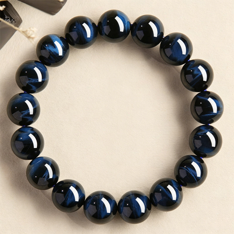 Natural Blue Tiger Eye Beaded Bracelet