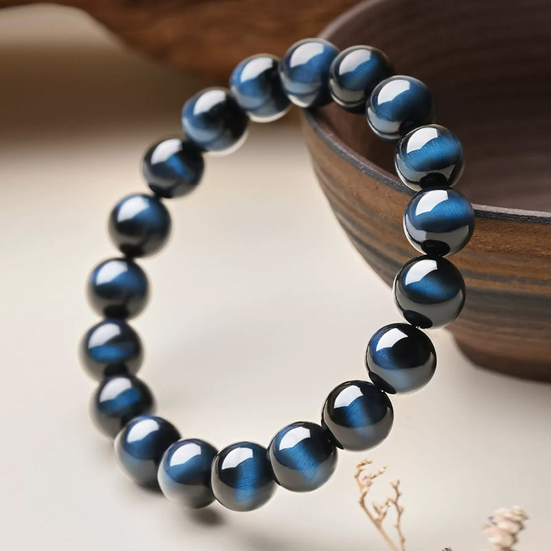 Natural Blue Tiger Eye Beaded Bracelet