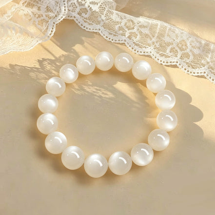 Natural White Moonstone Beaded Bracelet