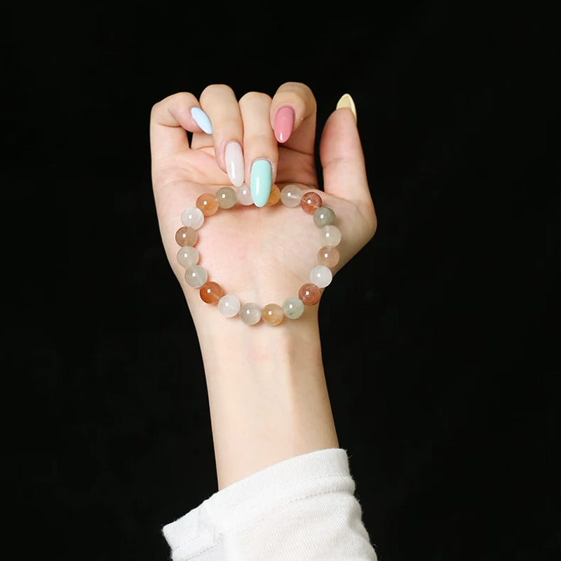 Natural Rainbow Rabbit Hair Quartz Beaded Bracelet