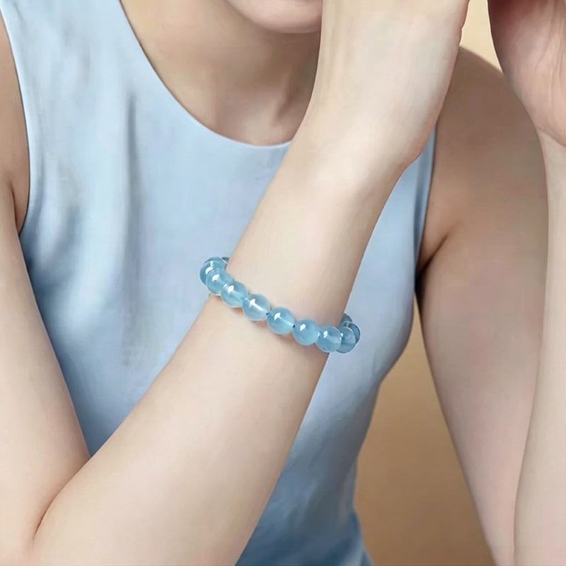 Natural Aquamarine Beaded Bracelet