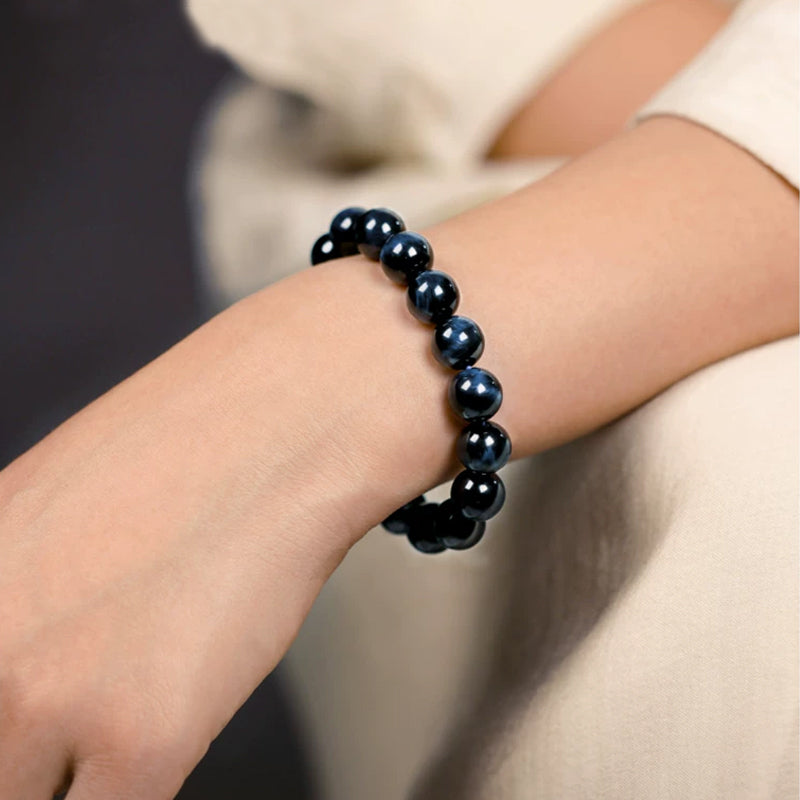 Natural Blue Tiger Eye Beaded Bracelet