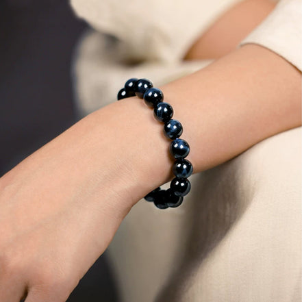 Natural Blue Tiger Eye Beaded Bracelet