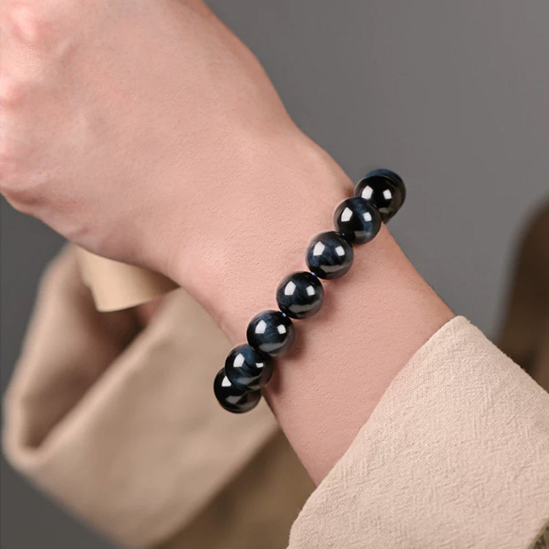 Natural Blue Tiger Eye Beaded Bracelet