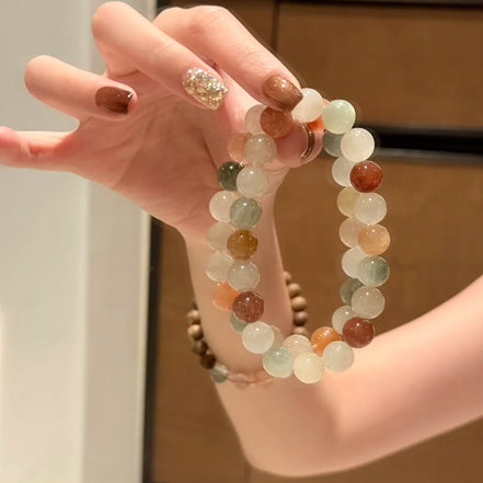 Natural Rainbow Rabbit Hair Quartz Beaded Bracelet