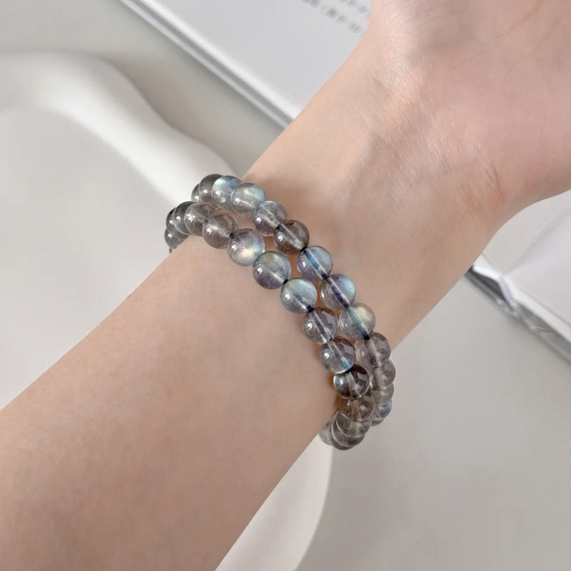 Natural Grey Moonstone Beaded Bracelet