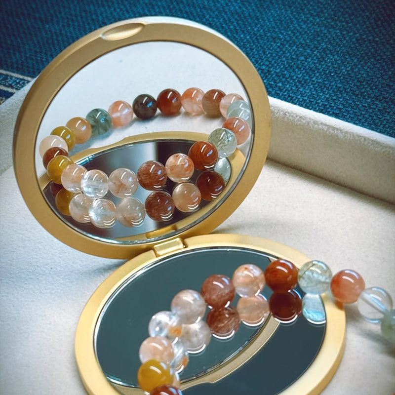 Natural Rainbow Rabbit Hair Quartz Beaded Bracelet