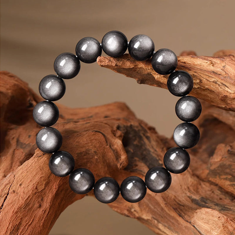 Natural Silver Sheen Obsidian Beaded Bracelet