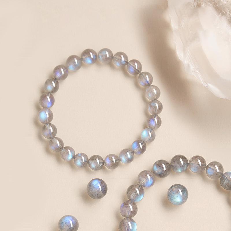 Natural Grey Moonstone Beaded Bracelet