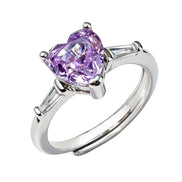 Purple Heart Taper Side Stone Zircon Ring