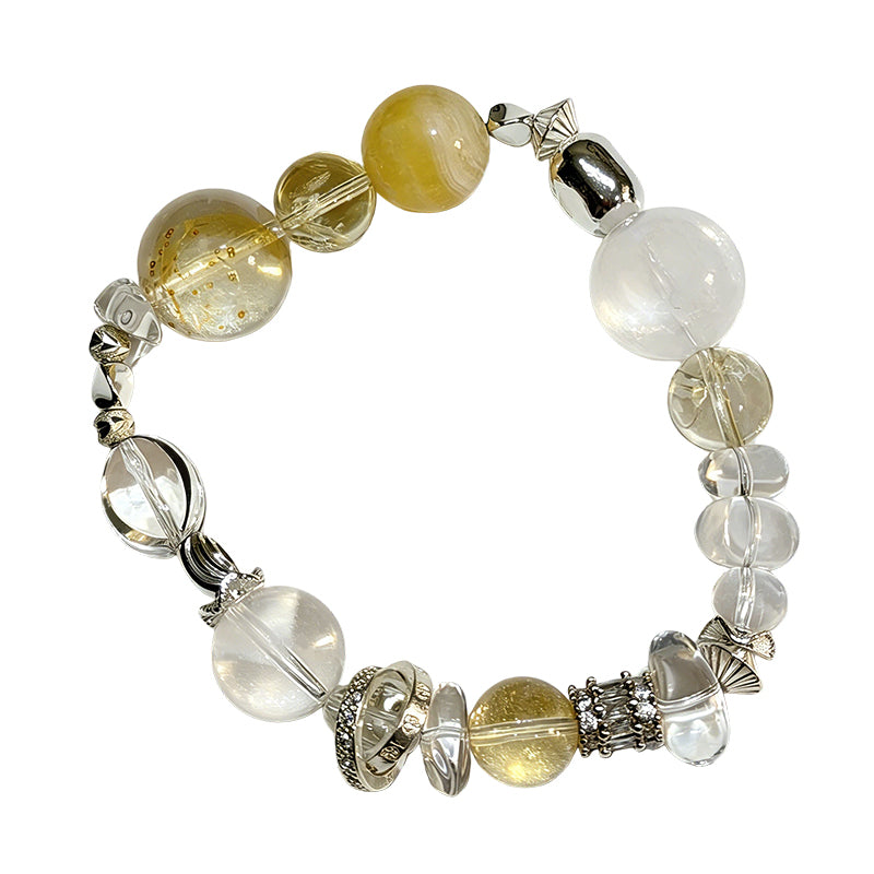 Citrine & Clear Quartz Alloy Charm Bracelet/CR-D85Q86