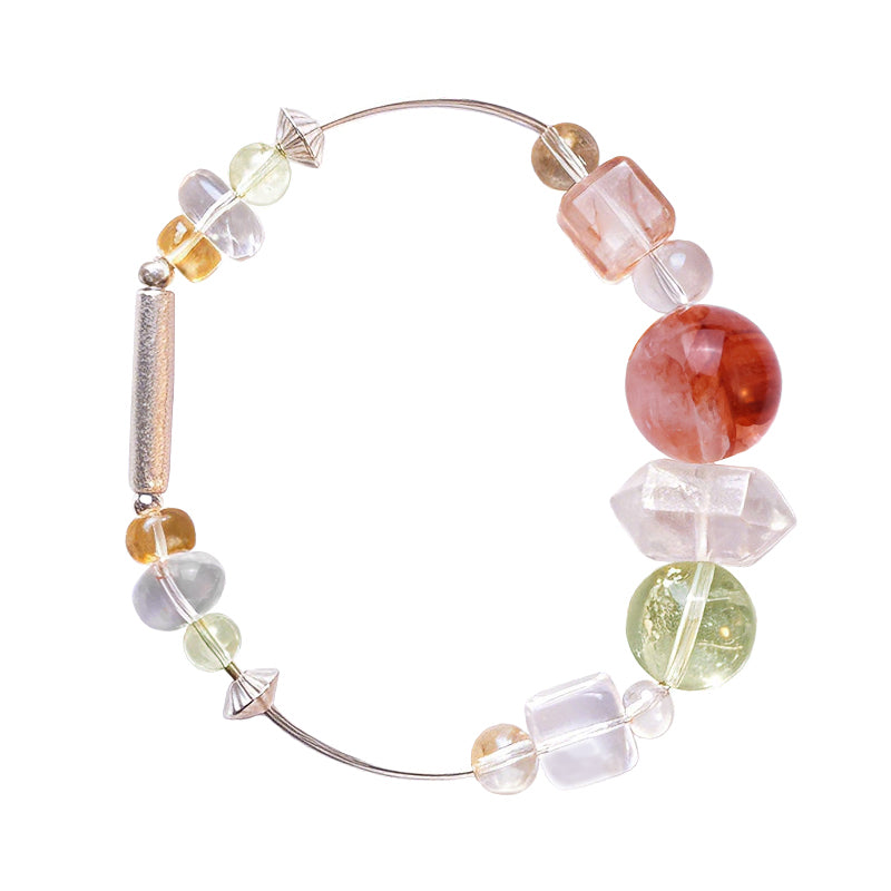 Citrine & Clear Quartz 925 Sterling Silver Bracelet/CR-SB87Q150