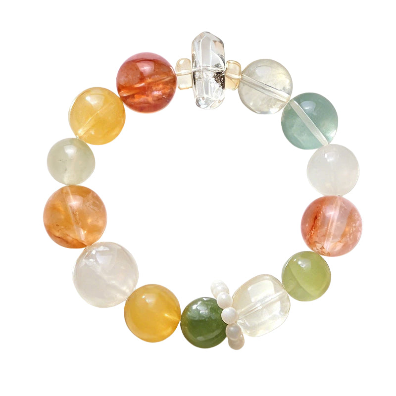 Flower Crystal & Green Fluorite Mixed Crystal Bracelet/CR-G57Q160