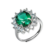 Emerald Sunburst Zircon Ring