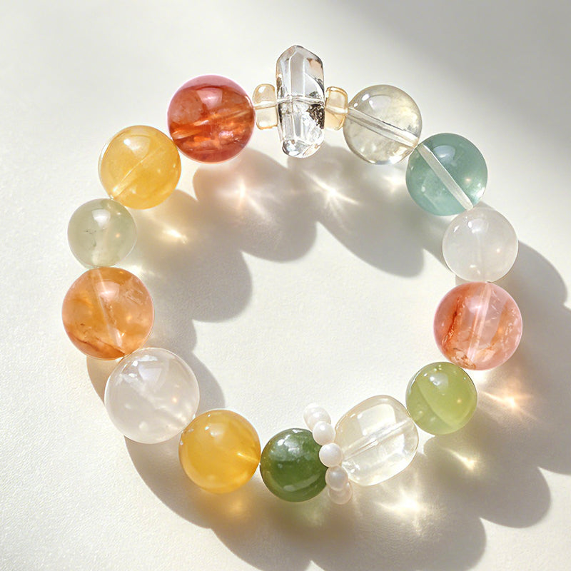 Flower Crystal & Green Fluorite Mixed Crystal Bracelet/CR-G57Q160