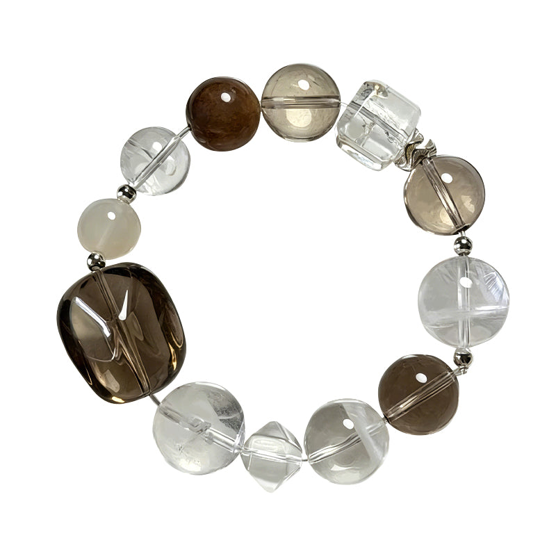 Smoky Quartz & Clear Quartz Bracelet/CR-06Q95
