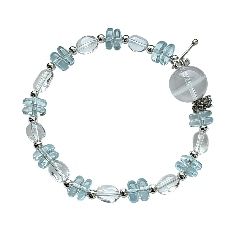 Blue Topaz & Clear Quartz Sterling Silver Bracelet/CR-SB56Q111