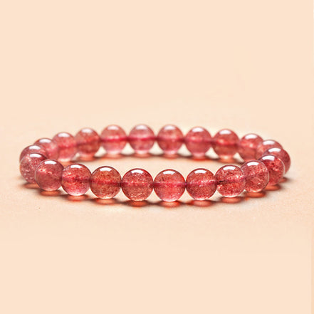 Natural Strawberry Quartz Beaded Bracelet