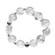 White Pagoda Quartz & Clear Quartz Freeform Bracelet