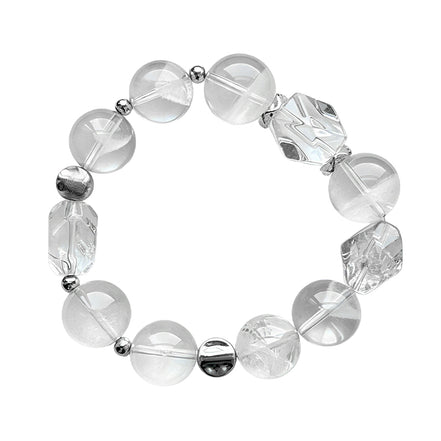 White Pagoda Quartz & Clear Quartz Freeform Bracelet