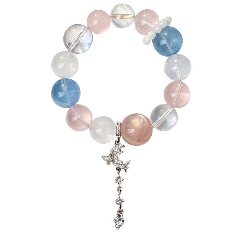 Jelly Rose Quartz & Aquamarine Charm Bracelet/CR-G87Q134