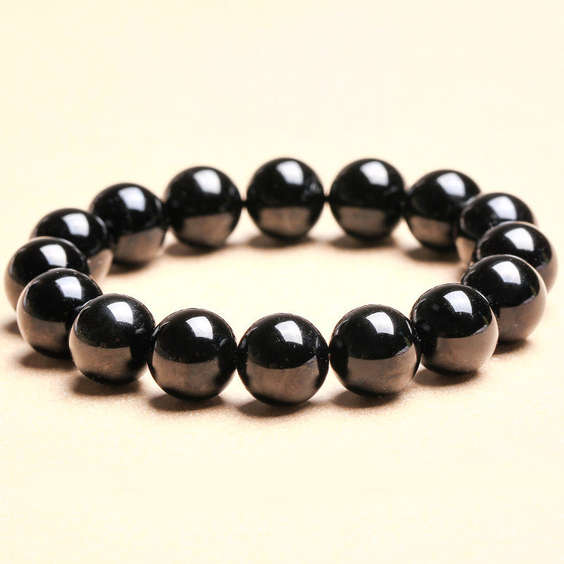 Natural Black Obsidian Beaded Bracelet