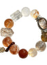 Yellow Floral Quartz, Red Floral Quartz & Black Super Seven Charm Bracelet