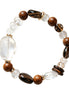 Clear Quartz & Smoky Quartz Wood Spacer Bracelet