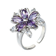 Purple Flower Zircon Ring