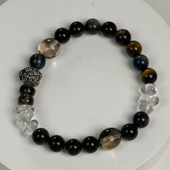 Obsidian Tiger Eye Smoky Quartz Multi-Stone Bracelet/CR-D84Q30