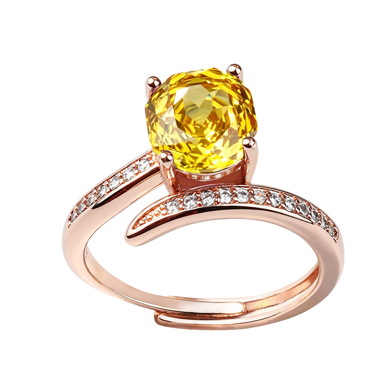 Multi-color Cushion Split Shank Zircon Ring