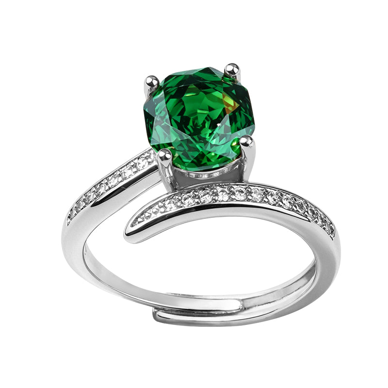 Multi-color Cushion Split Shank Zircon Ring