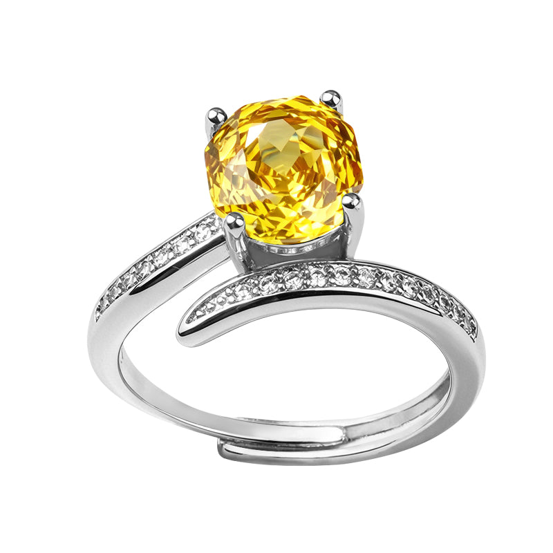Multi-color Cushion Split Shank Zircon Ring