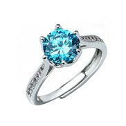 Multi-shade Round Six Prong Zircon Ring