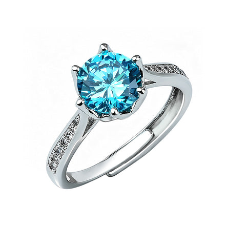 Multi-shade Round Six Prong Zircon Ring