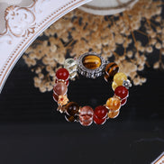 Tiger Eye Red Agate Mixed Crystal Floral Accent Bracelet/CR-D85Q81