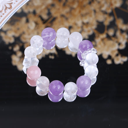 Dainty Pastel Purple Pink Mixed Crystal Square Bead Wrist Bracelet/CR-D85Q85